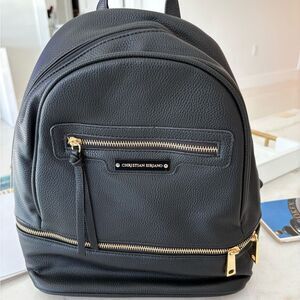 NWT Christian Siriano Backpack – Black Faux Leather Gold Hardware